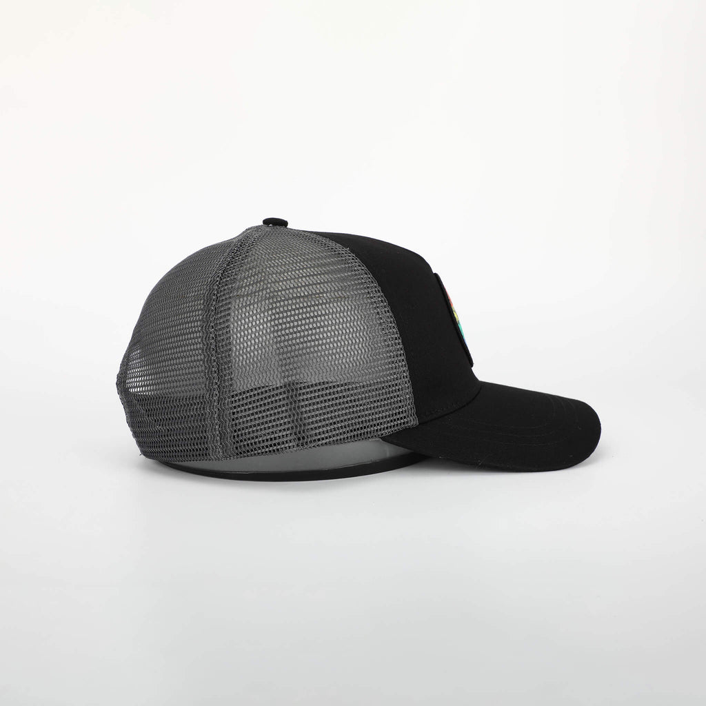 Stigmakills™ Trucker Hat - Black/Grey with white patch